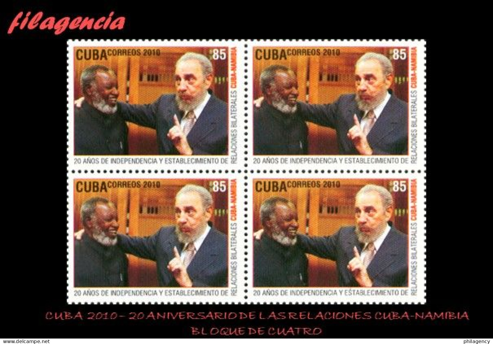 CUBA. BLOQUES DE CUATRO. 2010-16 20 ANIVERSARIO DE LAS RELACIONES DIPLOMÁTICAS CUBA-NAMIBIA - Unused Stamps