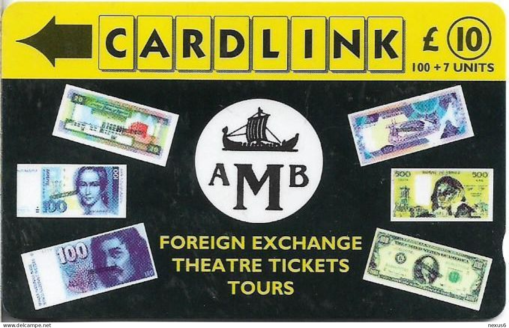 UK (Cardlink) - AMB Foreign Exchange Black, 9CLKA, 10.000ex, Used - Eurostar, Cardlink & Railcall