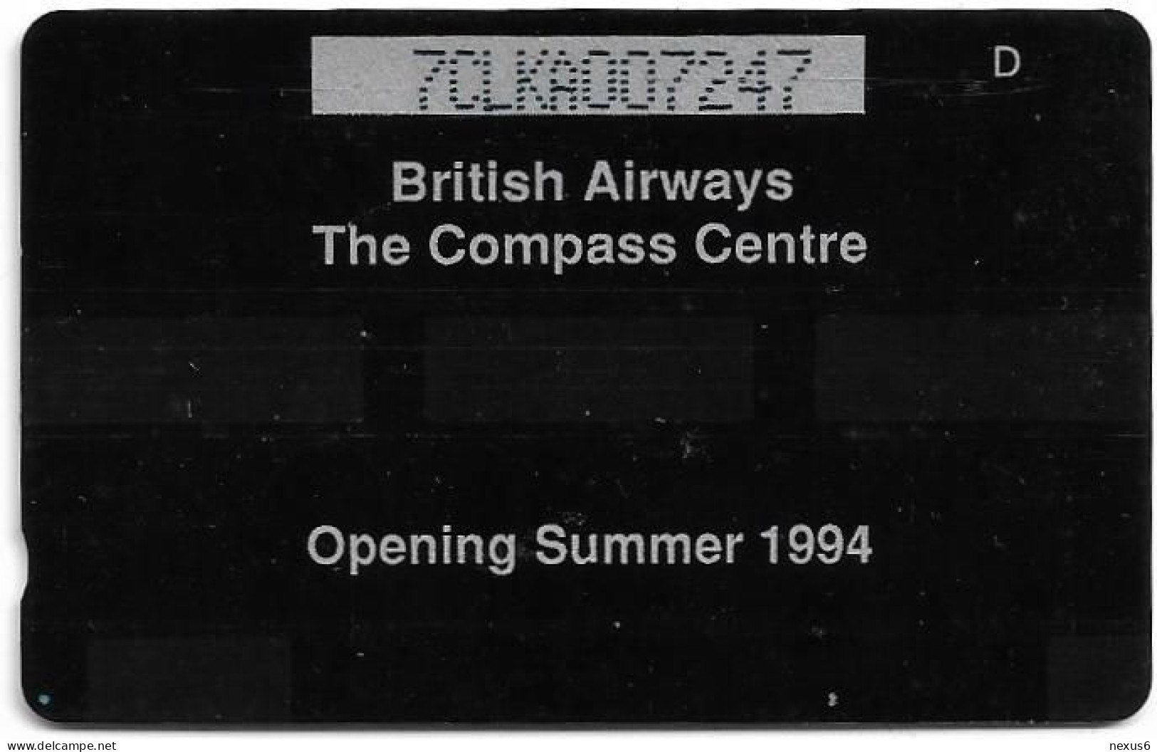 UK (Cardlink) - British Airways Compass Centre, 7CLKA, 10.000ex, Used - Eurostar, Cardlink & Railcall