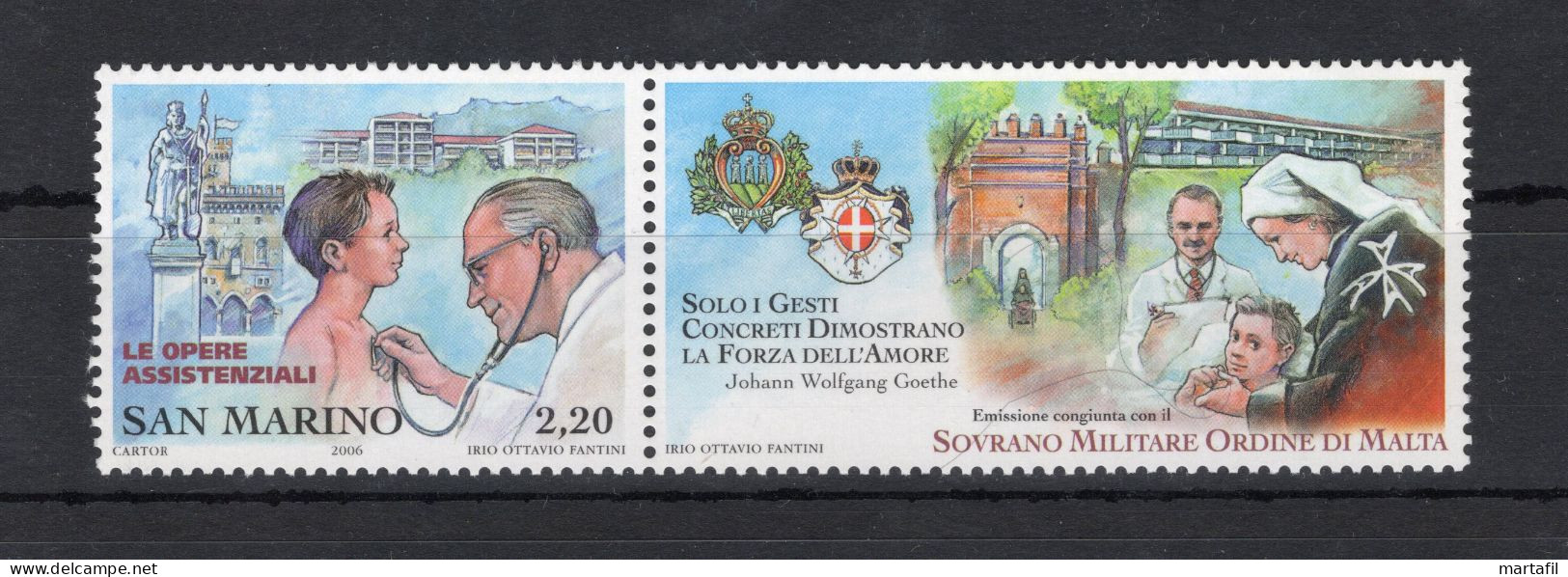 2006 SAN MARINO SET MNH ** 2112 Opere Assistenziali, Congiunta Con SMOM - Nuovi