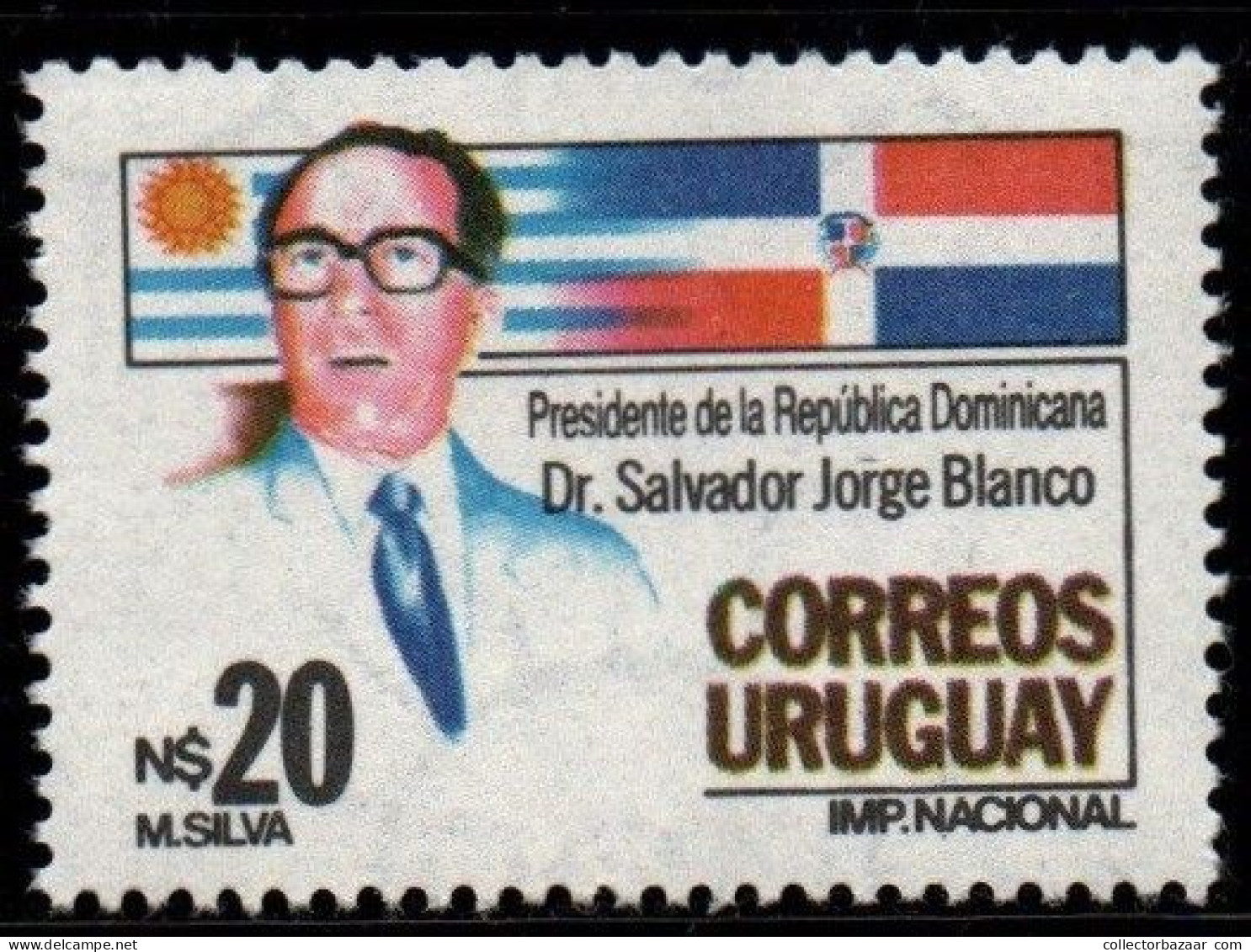 1986 Uruguay President Blanco National And Dominican Flags #1225 ** MNH - Uruguay