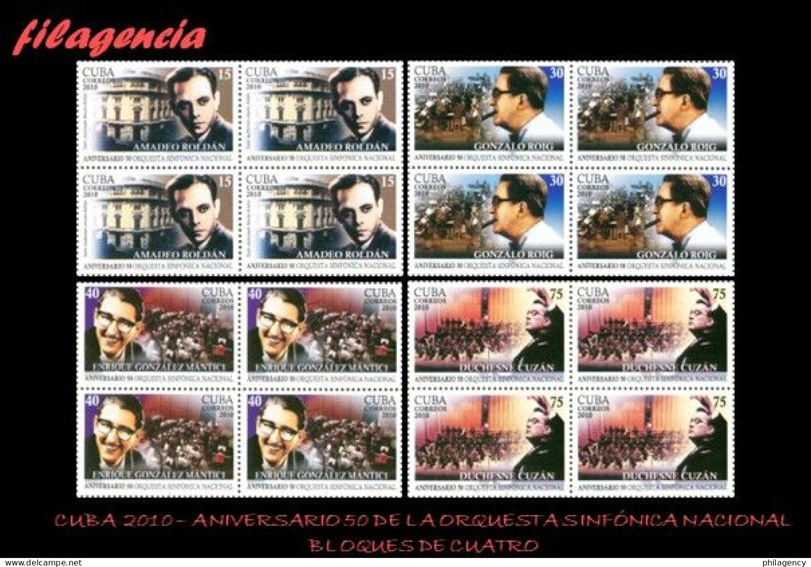 CUBA. BLOQUES DE CUATRO. 2010-18 50 AÑOS DE LA ORQUESTA SINFÓNICA NACIONAL DE CUBA - Unused Stamps