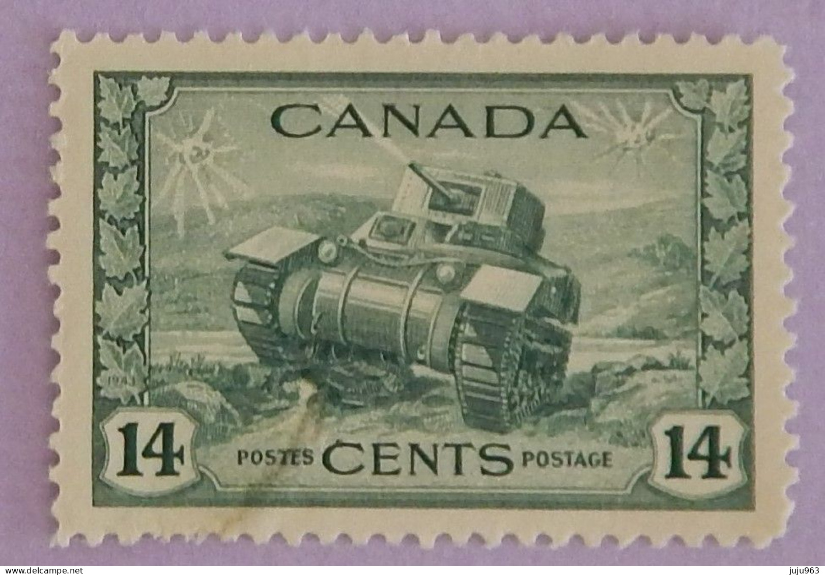 CANADA YT 215 OBLITÉRÉ "CHAR D ASSAUT" ANNÉES 1943/1948 - Gebraucht