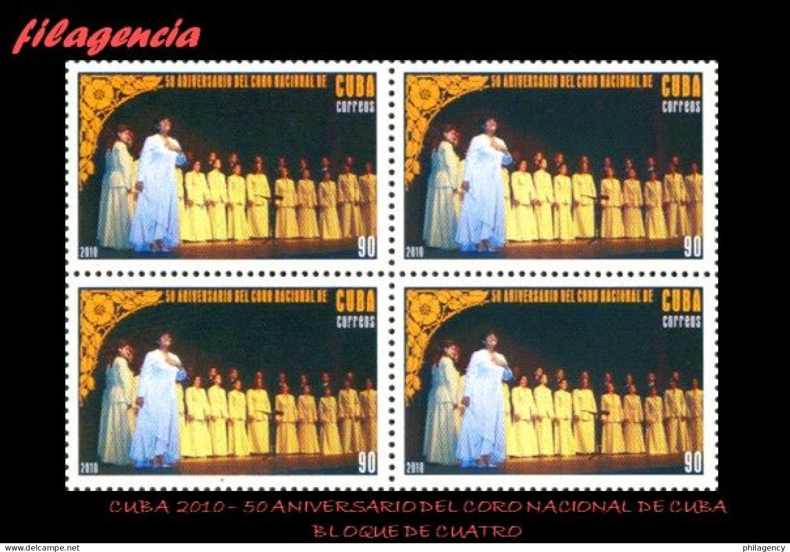 CUBA. BLOQUES DE CUATRO. 2010-19 50 ANIVERSARIO DEL CORO NACIONAL DE CUBA - Unused Stamps