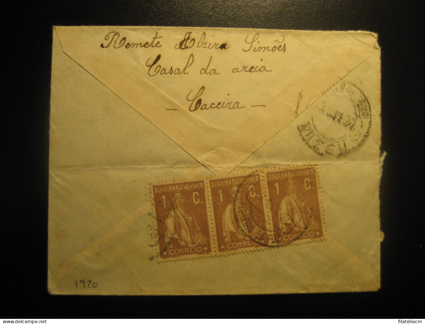 VISEU 1920 Vizeu 3 Stamp Ceres On Cancel Folded Cover PORTUGAL - Lettres & Documents