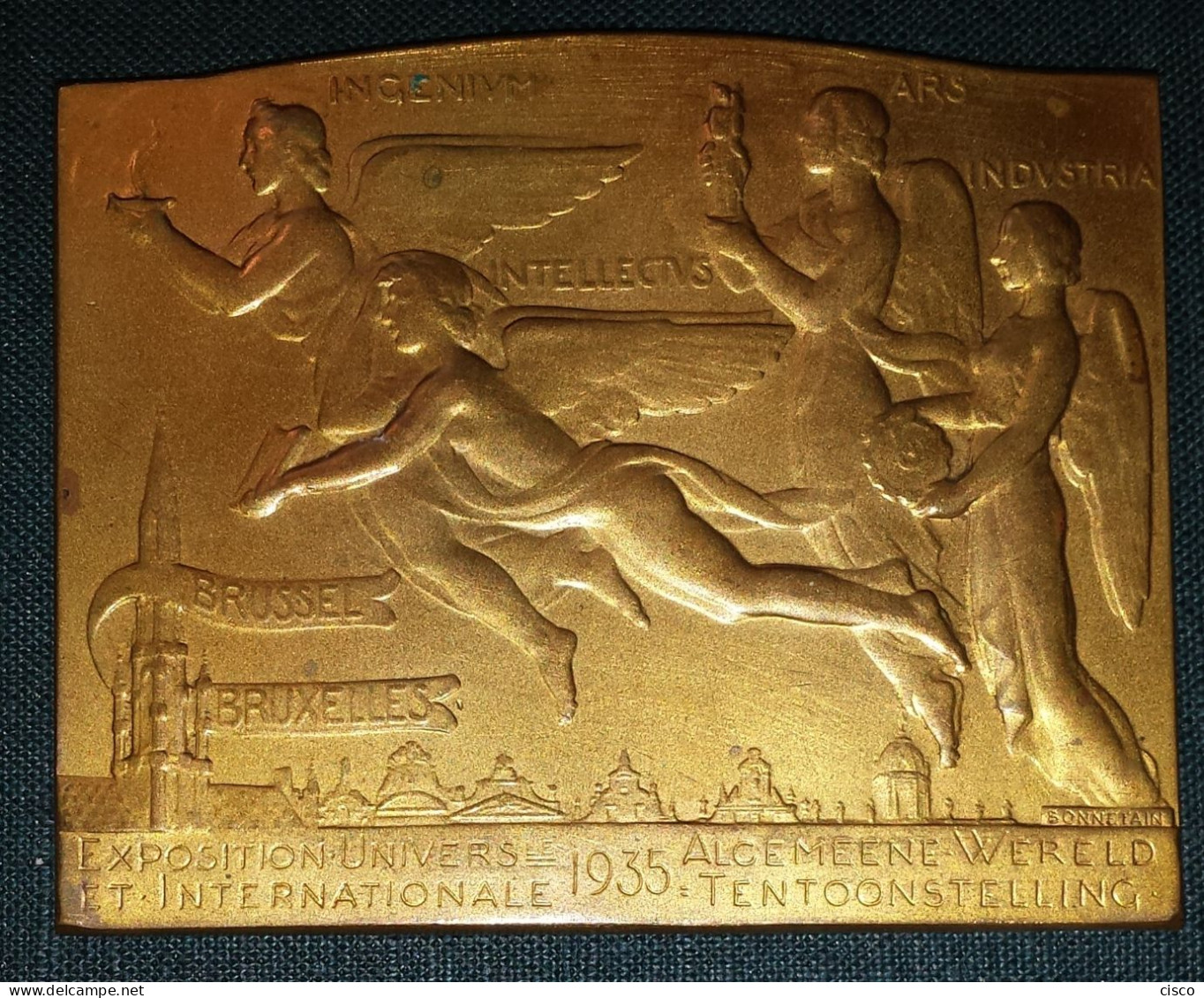 BELGIQUE BONNETAIN Médaille Exposition Universelle Bruxelles 1935 J. Fonson - Professionali / Di Società