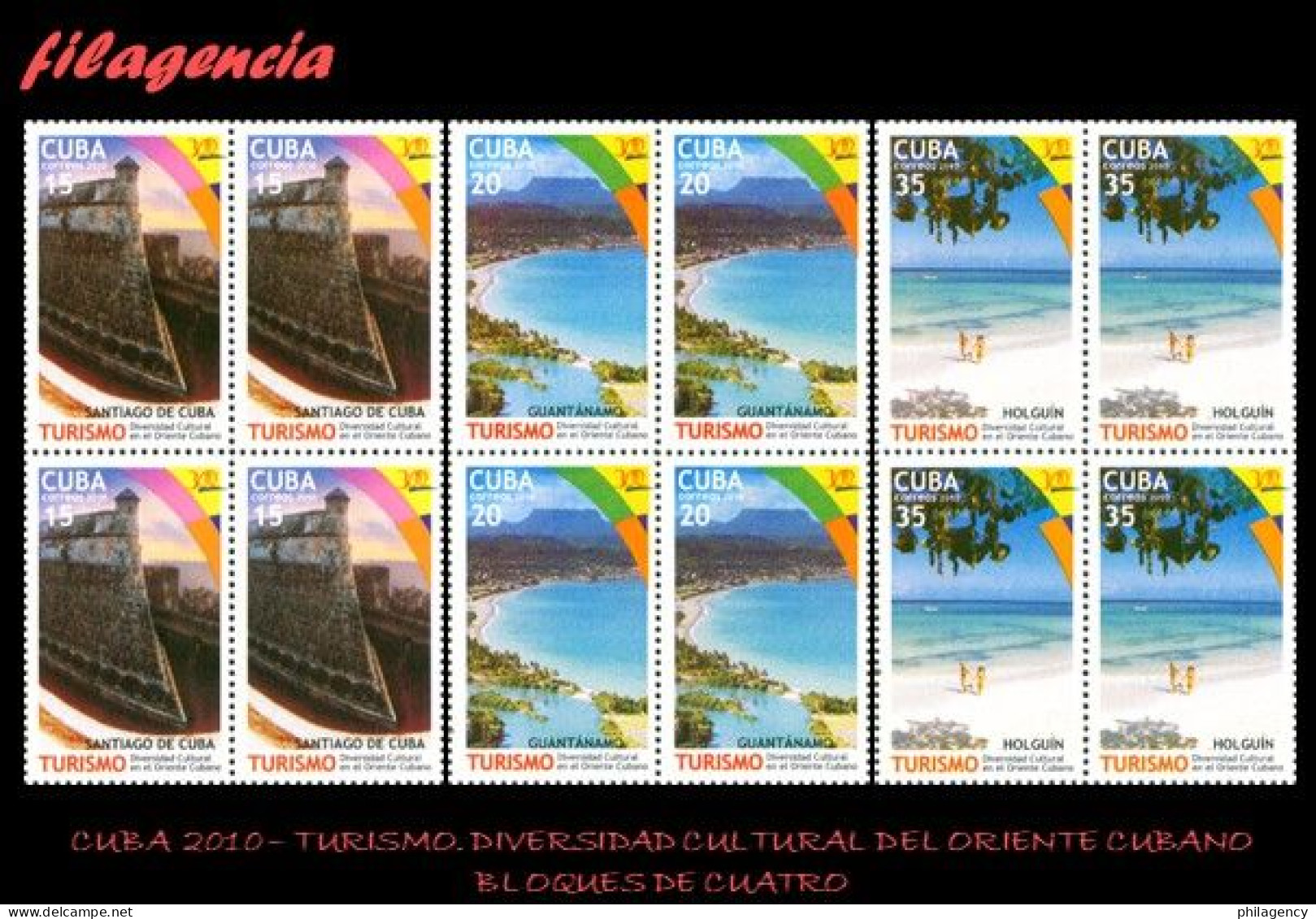 CUBA. BLOQUES DE CUATRO. 2010-23 TURISMO. LUGARES TURÍSTICOS DEL ORIENTE CUBANO - Unused Stamps