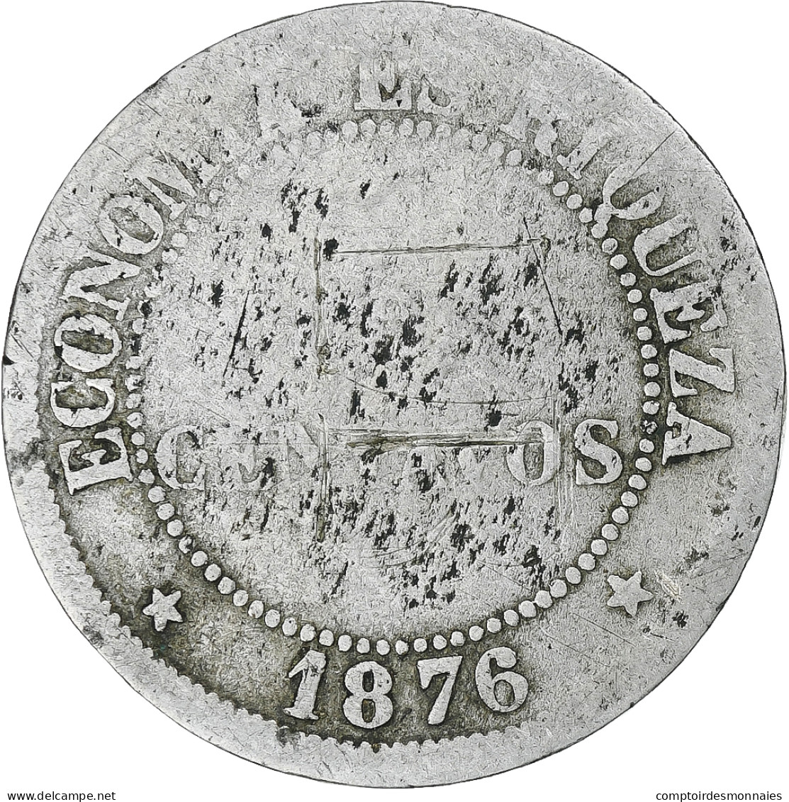 Chili, 2 Centavos, 1876, Santiago, Cupro-nickel, TB, KM:147 - Chili