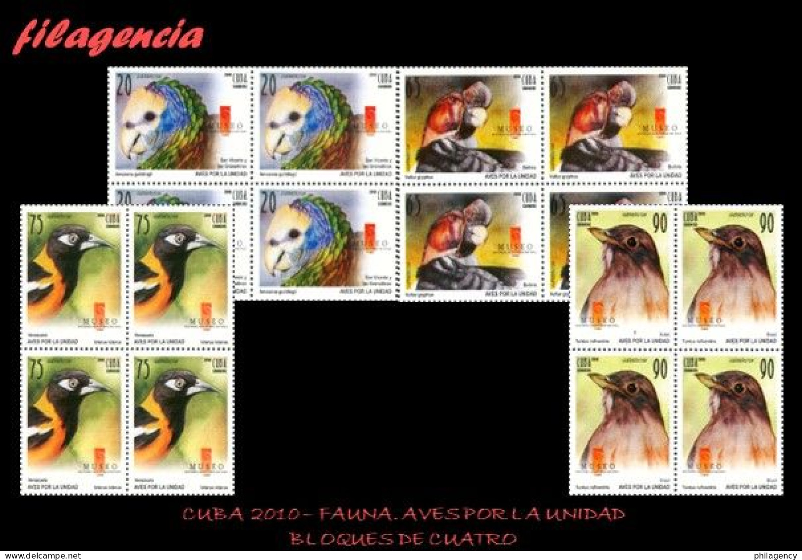 CUBA. BLOQUES DE CUATRO. 2010-25 FAUNA. AVES POR LA UNIDAD. PRIMERA SERIE - Ungebraucht