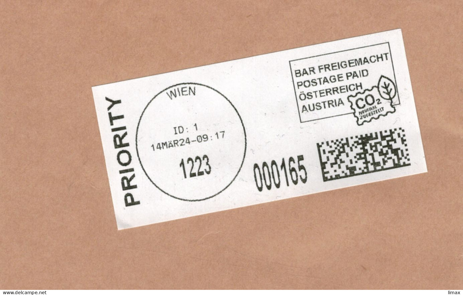 Priority Label 1223 Wien 2024 - Storia Postale