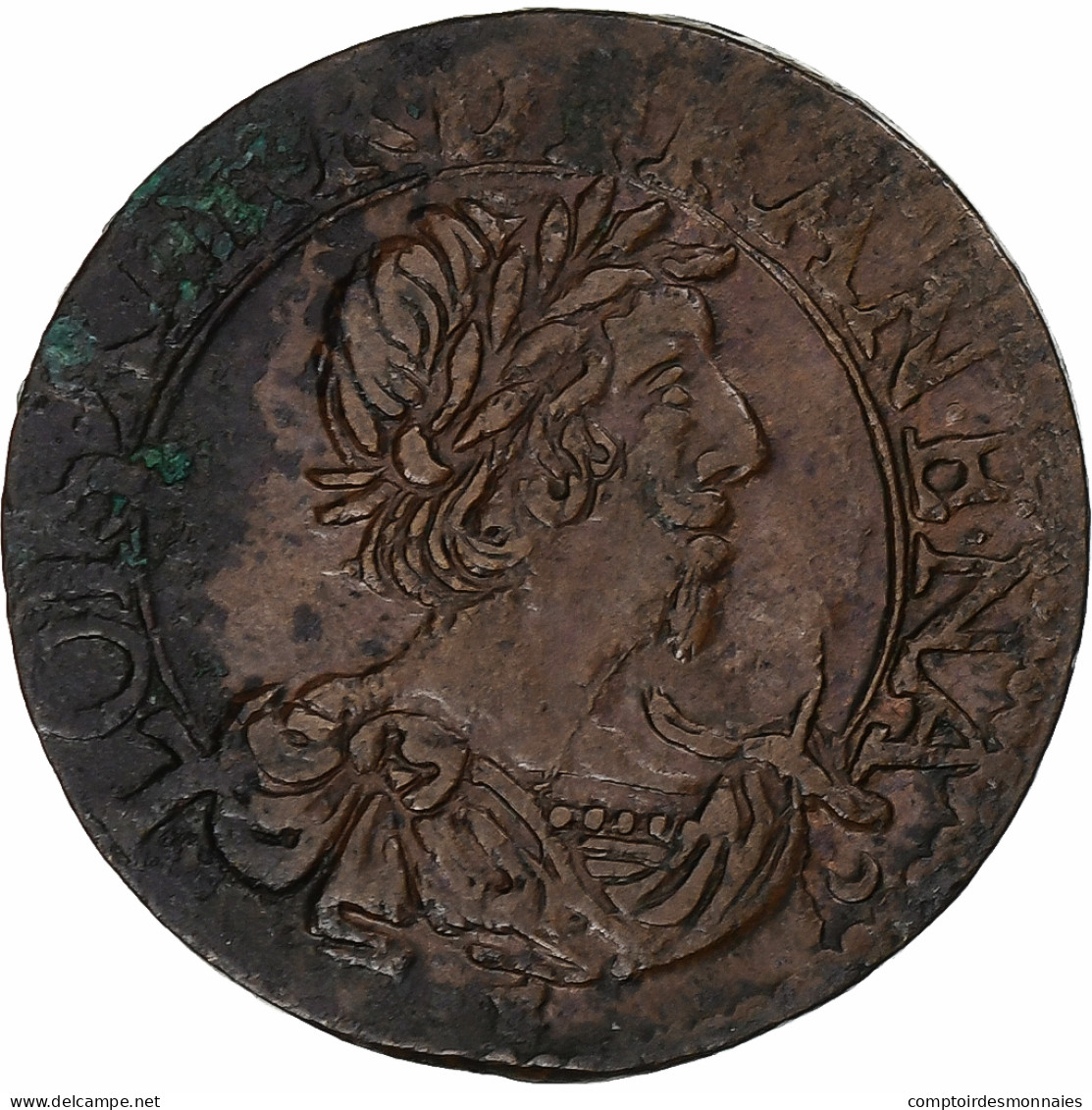 France, Louis XIII, Double Tournois, 1637, Tours, Cuivre, SUP, Gadoury:11 - 1610-1643 Louis XIII Le Juste