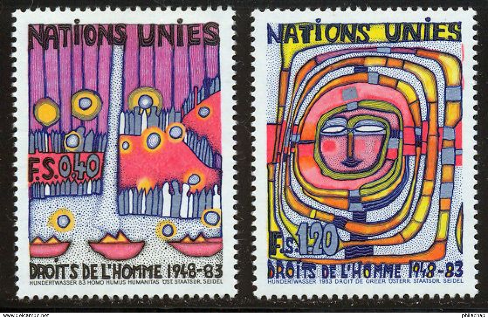 NU (Geneve) 1983 Yvert 117 / 118 ** TB Bord De Feuille - Nuevos