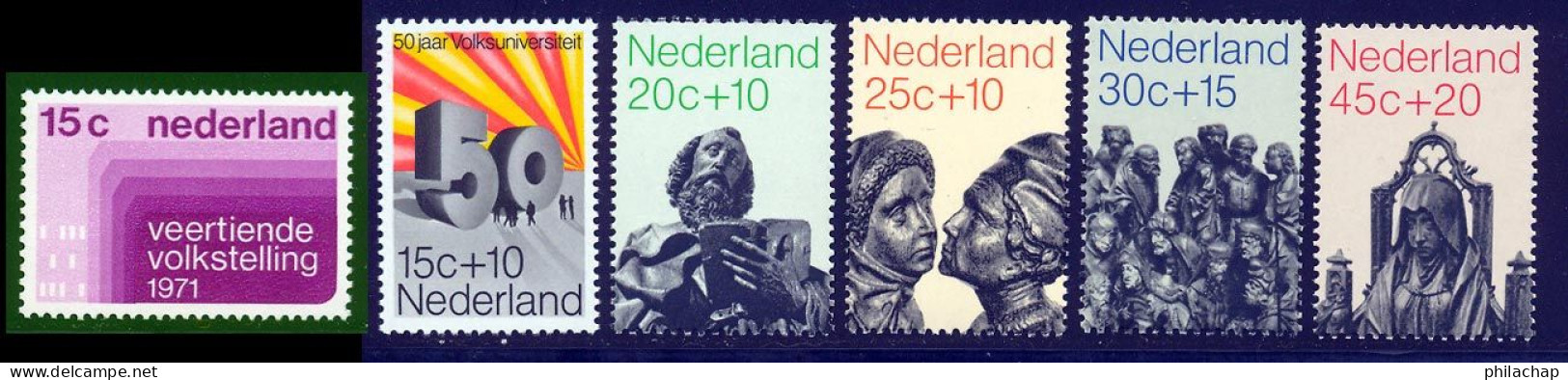 Pays-Bas 1971 Yvert 926 / 931 ** TB - Unused Stamps