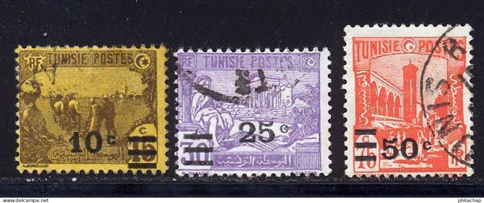 Tunisie 1928 Yvert 155 - 156 - 158 (o) B Oblitere(s) - Usati