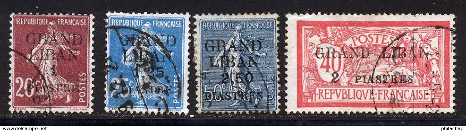 Grand Liban 1924 Yvert 5 - 6 - 9 - 10 (o) B Oblitere(s) - Used Stamps