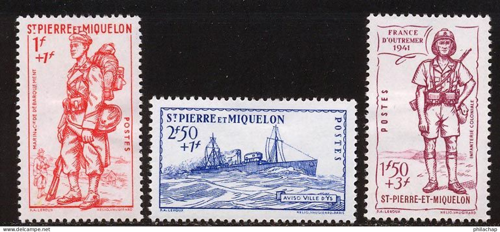 St Pierre Et Miquelon 1941 Yvert 207 / 209 * TB Charniere(s) - Unused Stamps