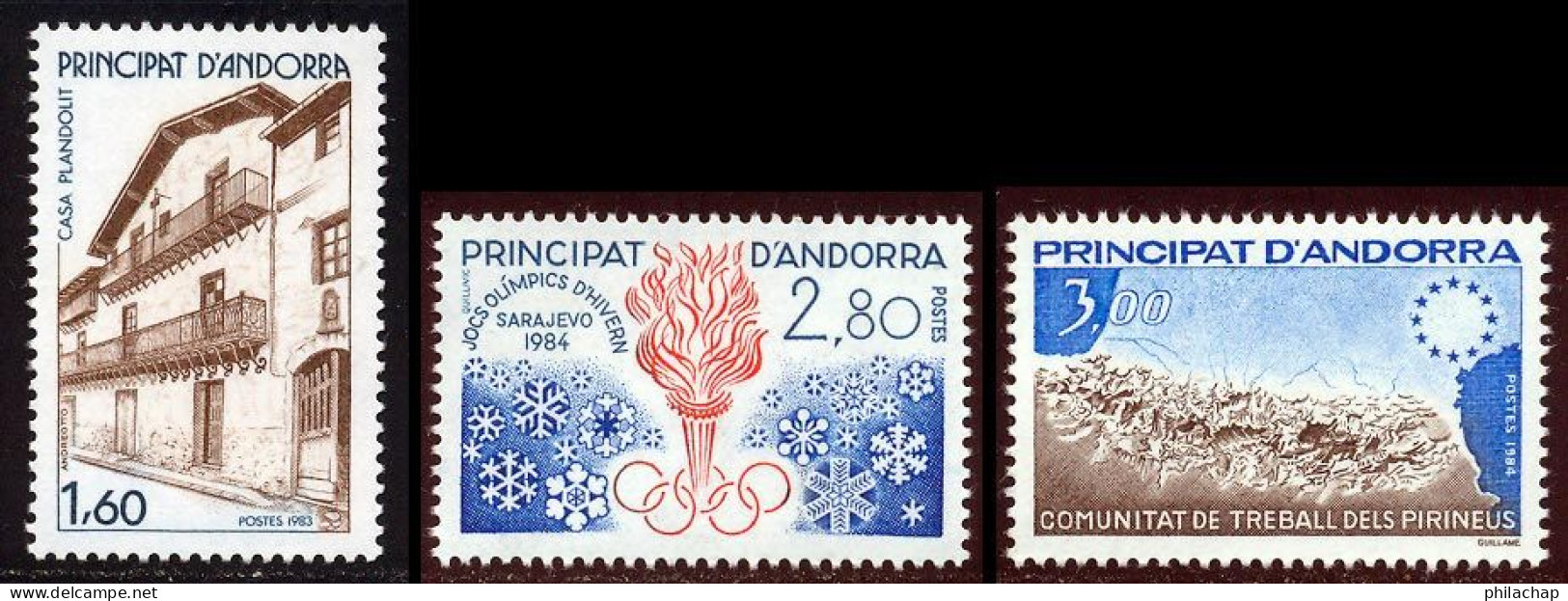 Andorre Francais 1984 Yvert 326 / 328 ** TB - Nuevos