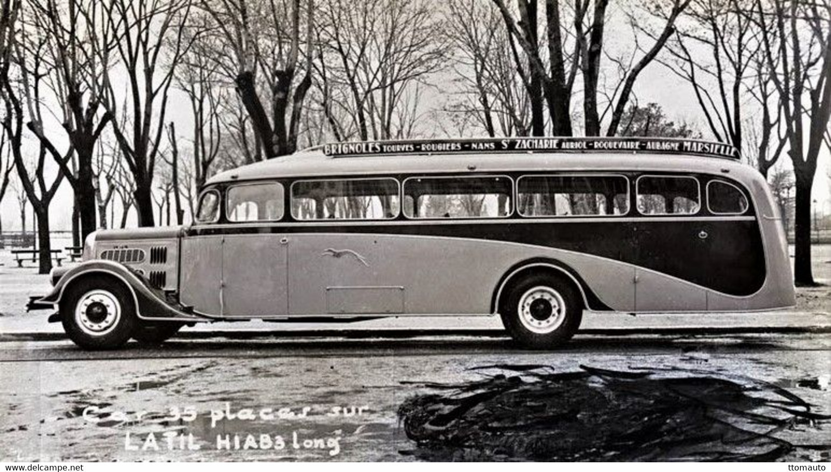 Latil Model H1A-B3 Long  - Route Brignoles-Marseilles  - 15x10cms PHOTO - Buses & Coaches