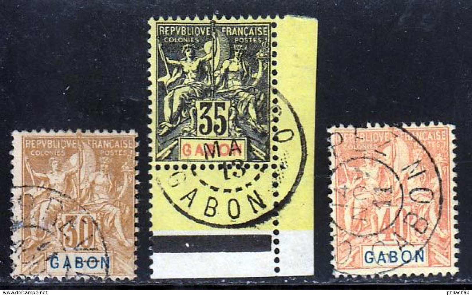 Gabon 1904 Yvert 24 / 26 (o) B Oblitere(s) - Gebraucht