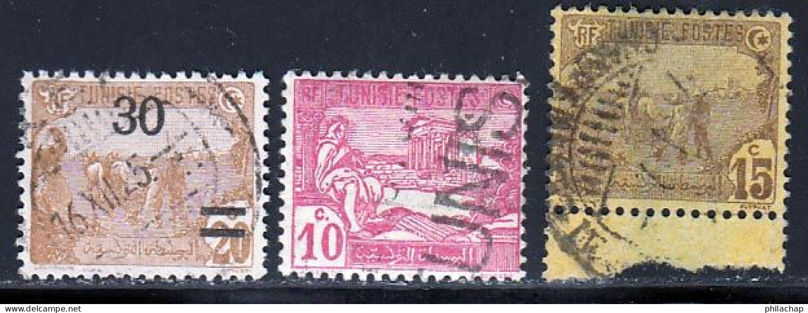 Tunisie 1923 Yvert 98 - 100 - 101 (o) B Oblitere(s) - Gebraucht