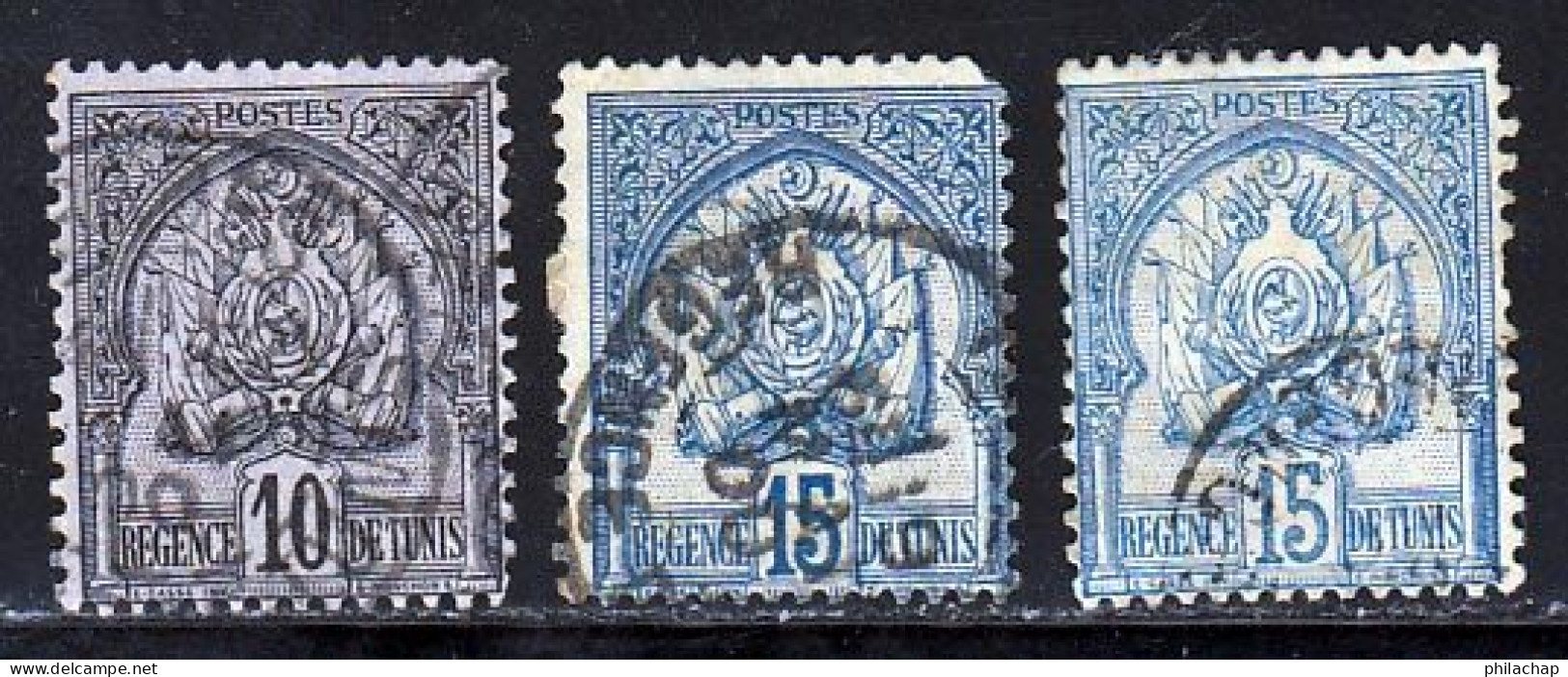 Tunisie 1888 Yvert 12 / 14 (o) B Oblitere(s) - Usati