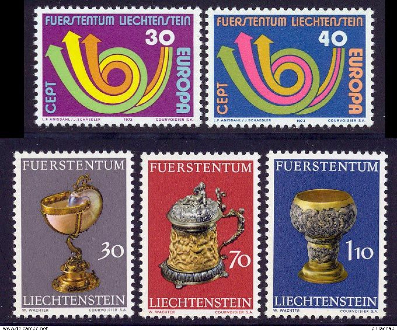 Liechtenstein 1973 Yvert 532 / 536 ** TB - Unused Stamps