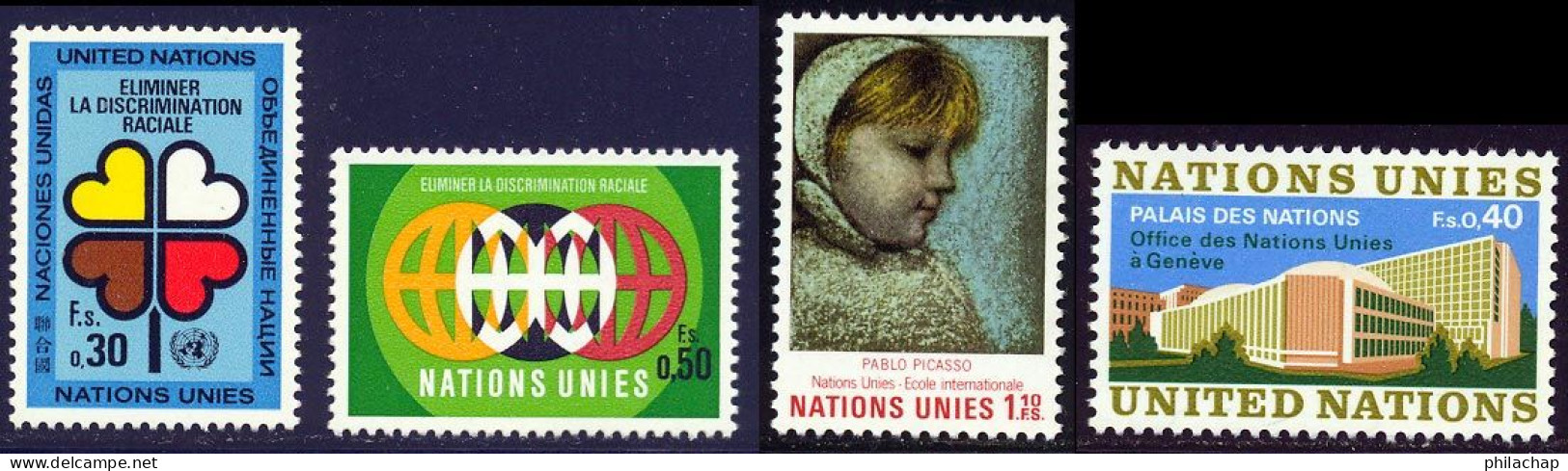NU (Geneve) 1972 Yvert 19 / 22 ** TB - Unused Stamps