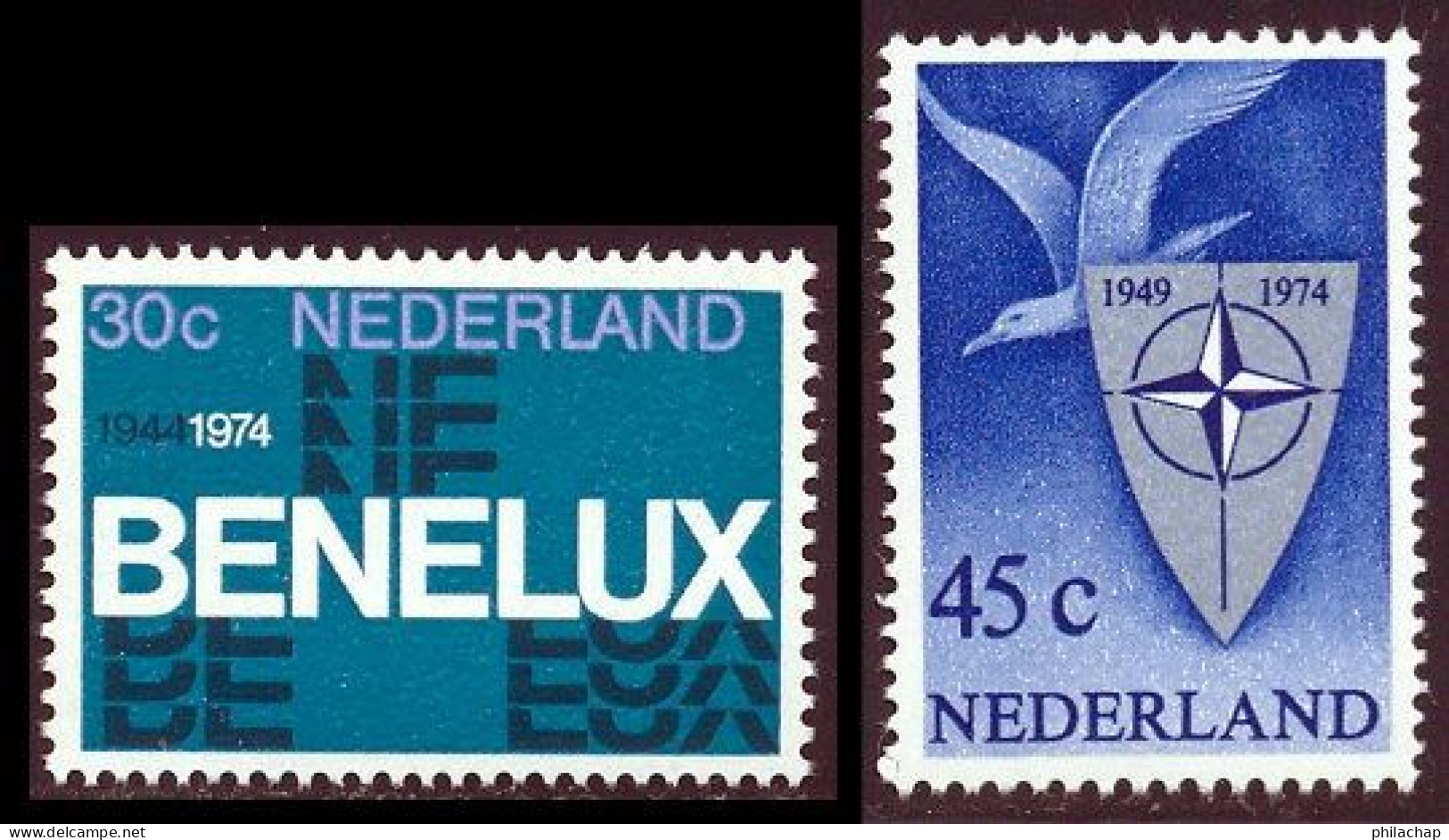 Pays-Bas 1974 Yvert 1006 - 1008 ** TB Bord De Feuille - Nuovi