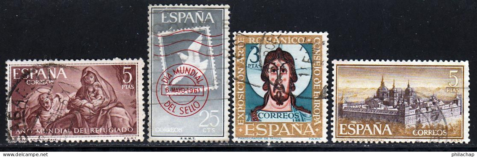 Espagne 1961 Yvert 1004 - 1021 - 1041 - 1059 (o) B Oblitere(s) - Usati
