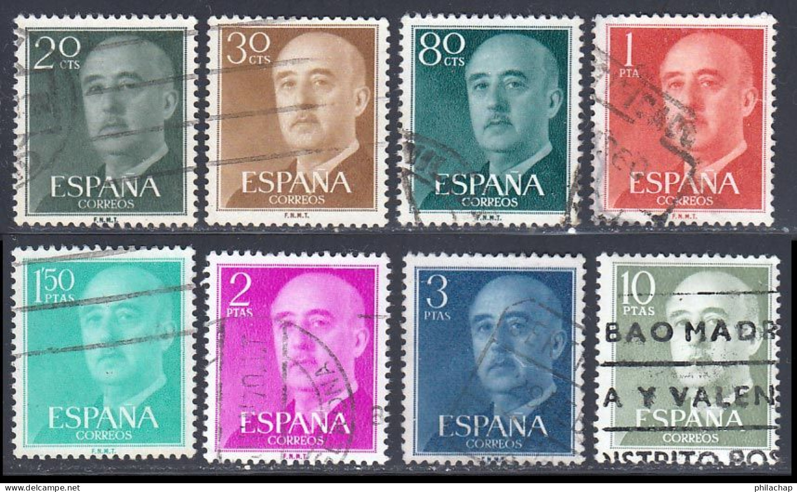 Espagne 1955 Yvert 856-858-863a-864-864B-865A-866- 869 (o) B Oblitere(s) - Oblitérés