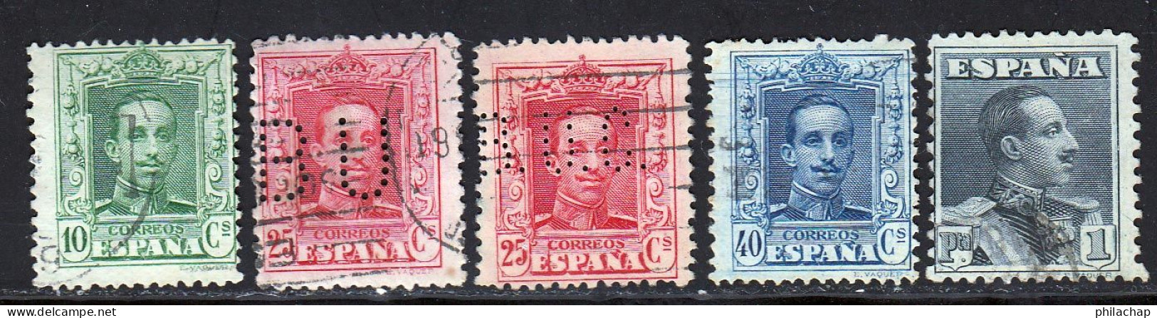 Espagne 1922 Yvert 276 - 279 - 279A - 282 - 284 (o) B Oblitere(s) - Usados