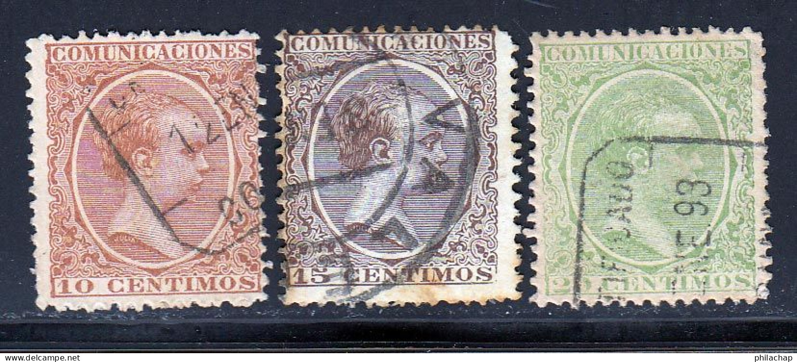 Espagne 1889 Yvert 201 / 203 (o) B Oblitere(s) - Usati