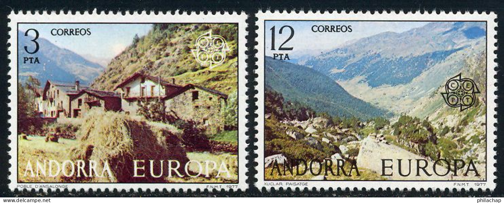 Andorre Espagnol 1977 Yvert 100 / 101 ** TB Coin De Feuille - Unused Stamps