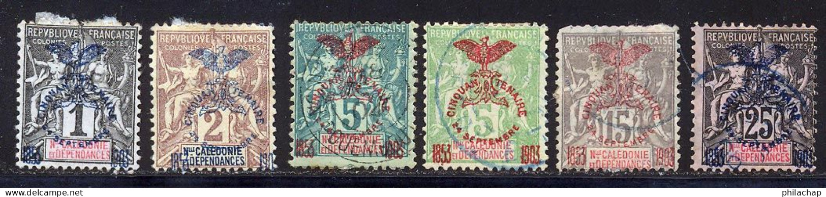 Nouvelle-Caledonie 1903 Yvert 67 - 68 - 70 - 71 - 73 - 75 (o) B Oblitere(s) - Used Stamps