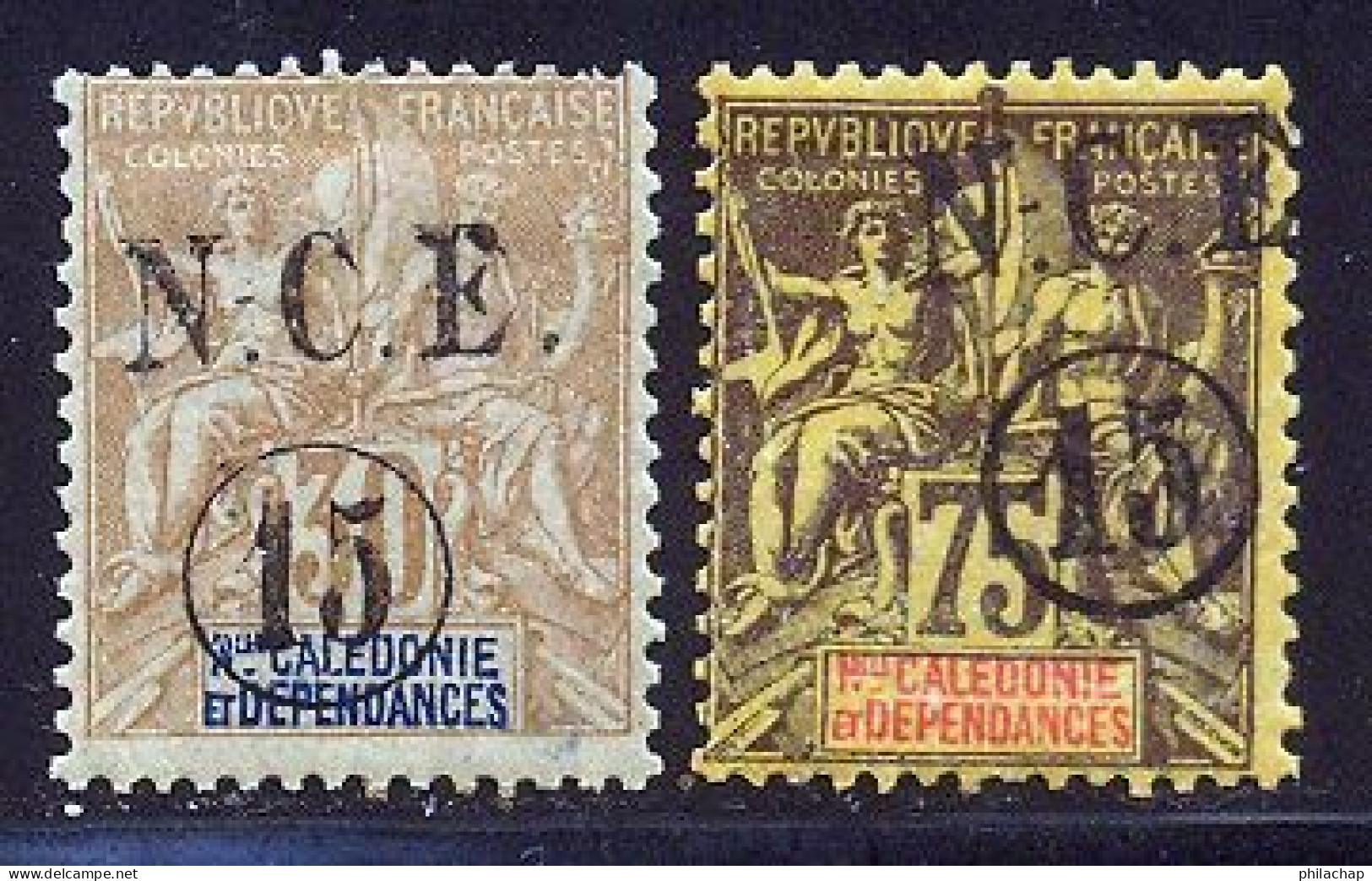 Nouvelle-Caledonie 1900 Yvert 56 / 57 * TB Charniere(s) - Unused Stamps
