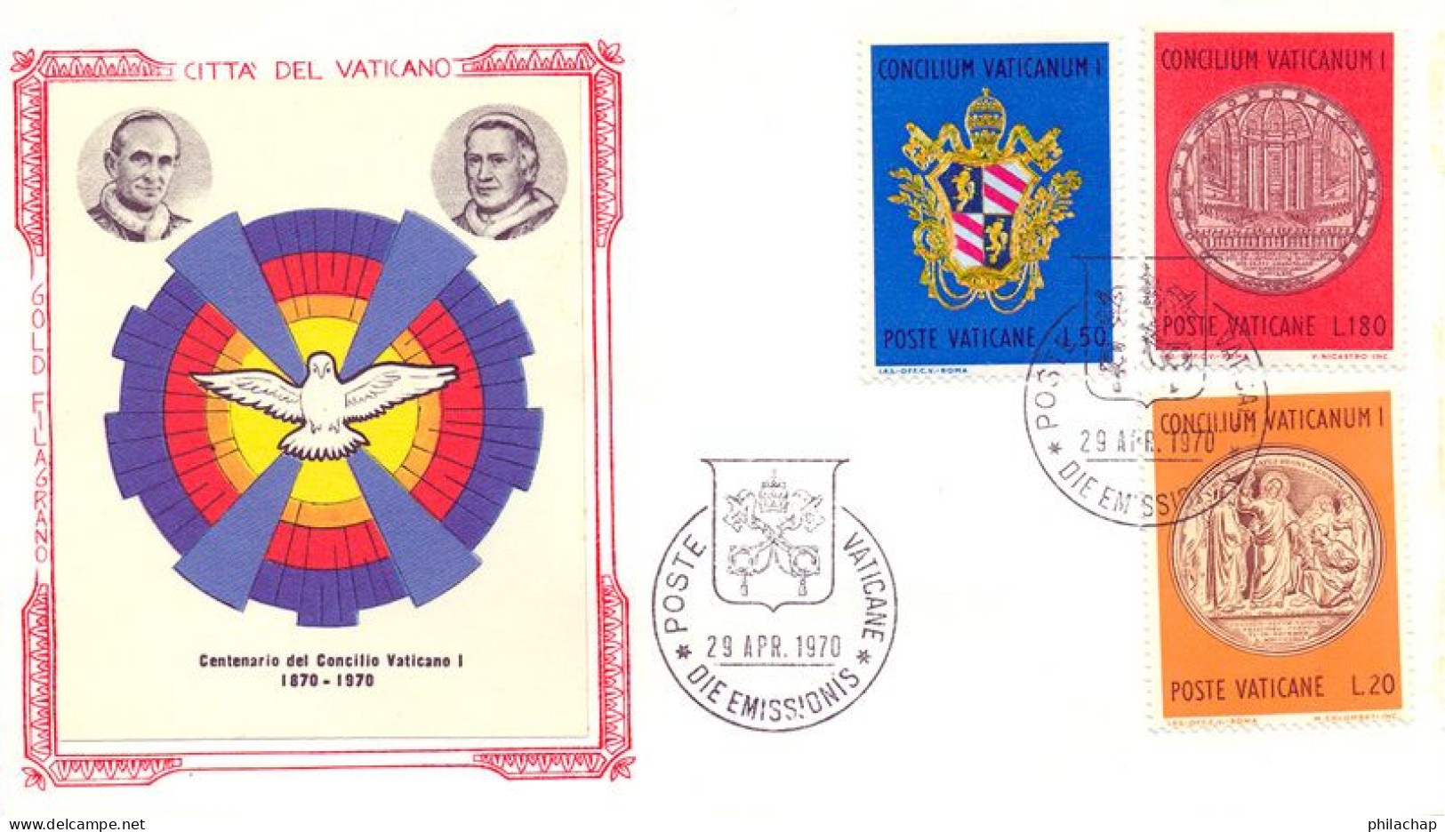 Vatican FDC 1970 Yvert 502 / 504 Concile Vatican 1 - FDC