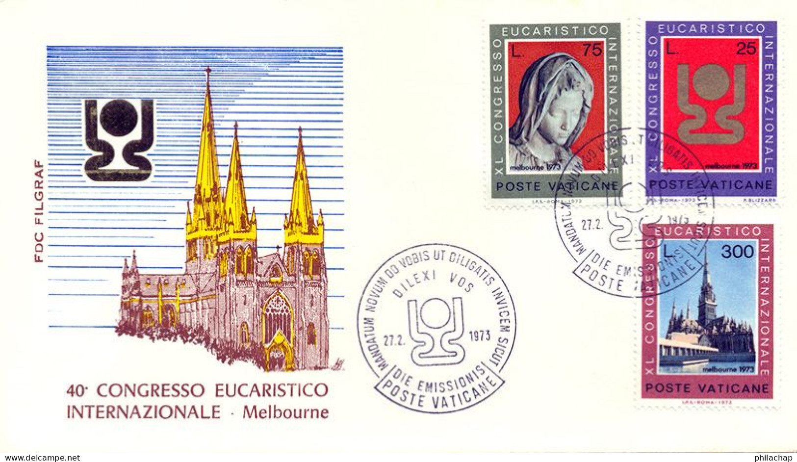 Vatican FDC 1973 Yvert 552 / 554 Melbourne - FDC