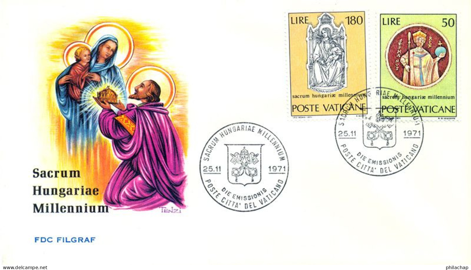 Vatican FDC 1971 Yvert 531 / 532 Saint Etienne Hongrie - FDC