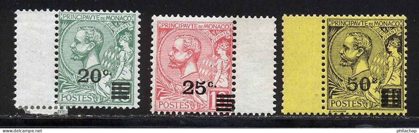 Monaco 1922 Yvert 51 / 53 * TB Charniere(s) Bord De Feuille - Neufs