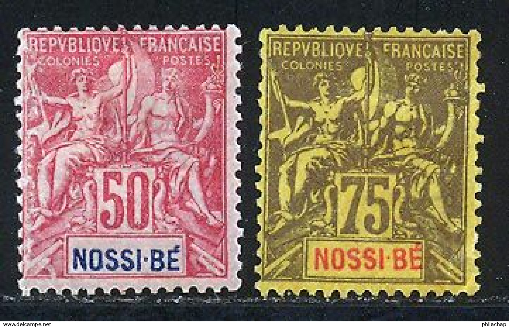 Nossi-Be 1894 Yvert 37 / 38 * B Charniere(s) - Nuovi