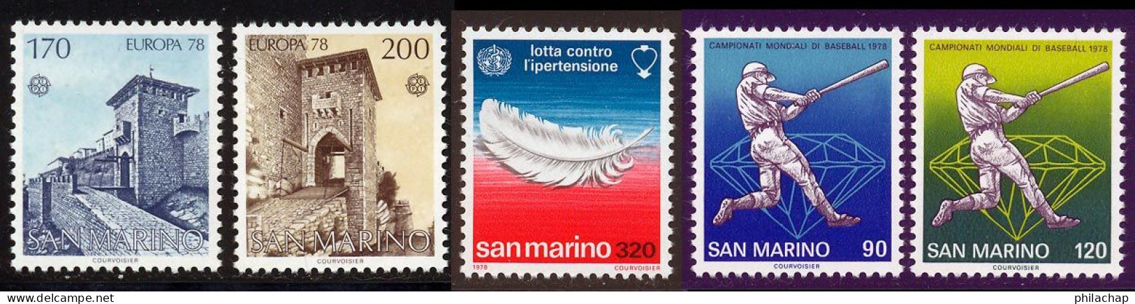 Saint-Marin 1978 Yvert 955 / 959 ** TB - Unused Stamps