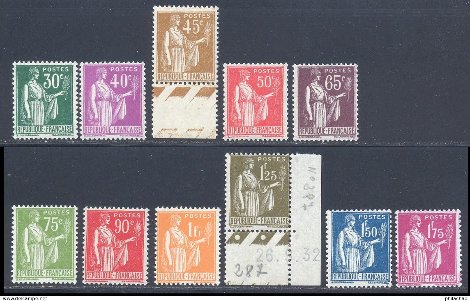 France 1932 Yvert 280 / 289 ** TB - 1932-39 Peace