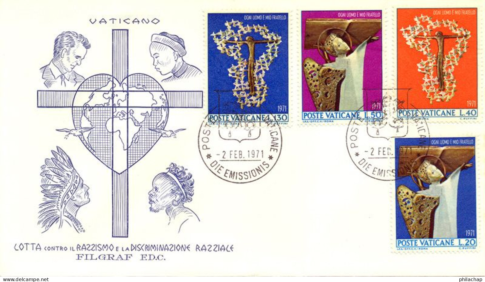 Vatican FDC 1971 Yvert 518 / 521 Lutte Contre Le Racisme - FDC