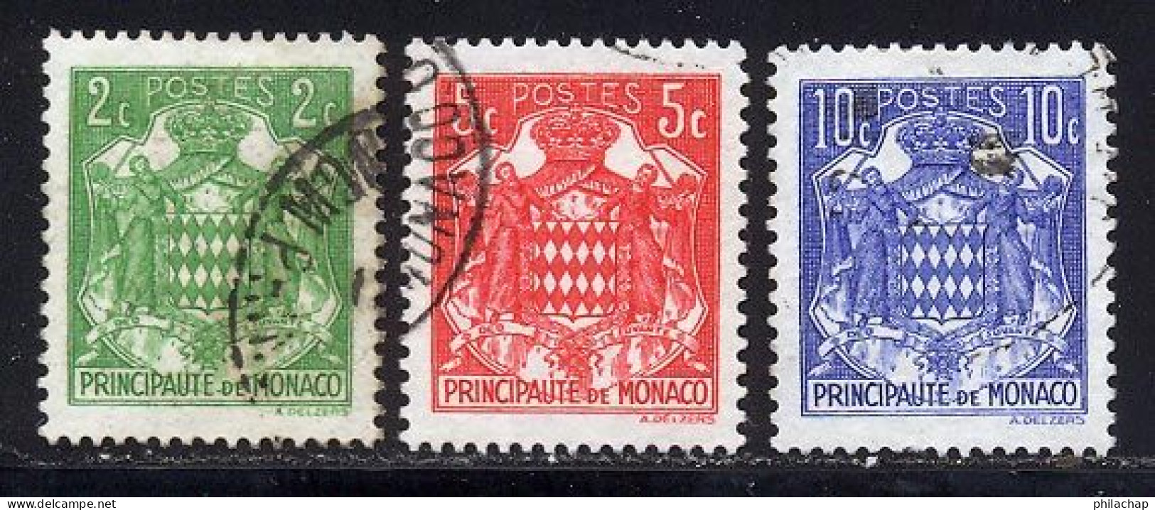 Monaco 1937 Yvert 155 - 157 - 158 (o) B Oblitere(s) - Gebraucht