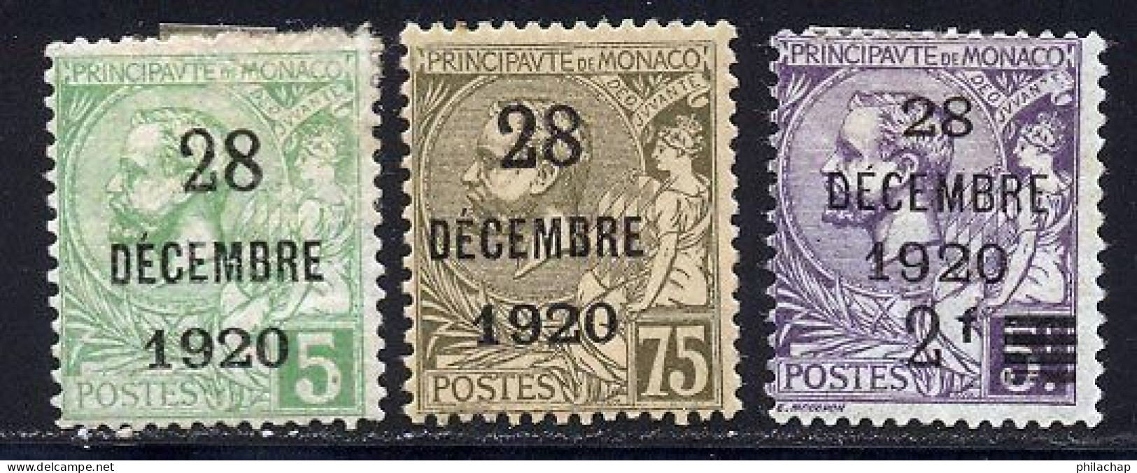 Monaco 1921 Yvert 48 / 50 * TB Charniere(s) - Neufs