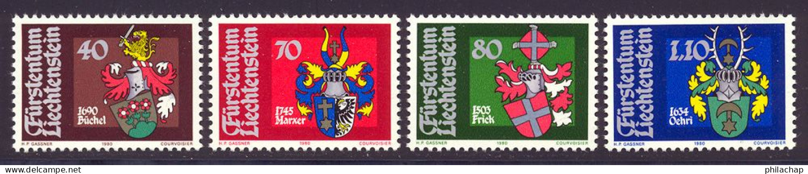 Liechtenstein 1980 Yvert 684 / 687 ** TB Coin De Feuille - Unused Stamps