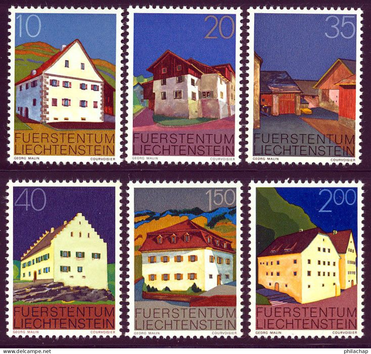 Liechtenstein 1978 Yvert 641 / 646 ** TB Coin De Feuille - Unused Stamps