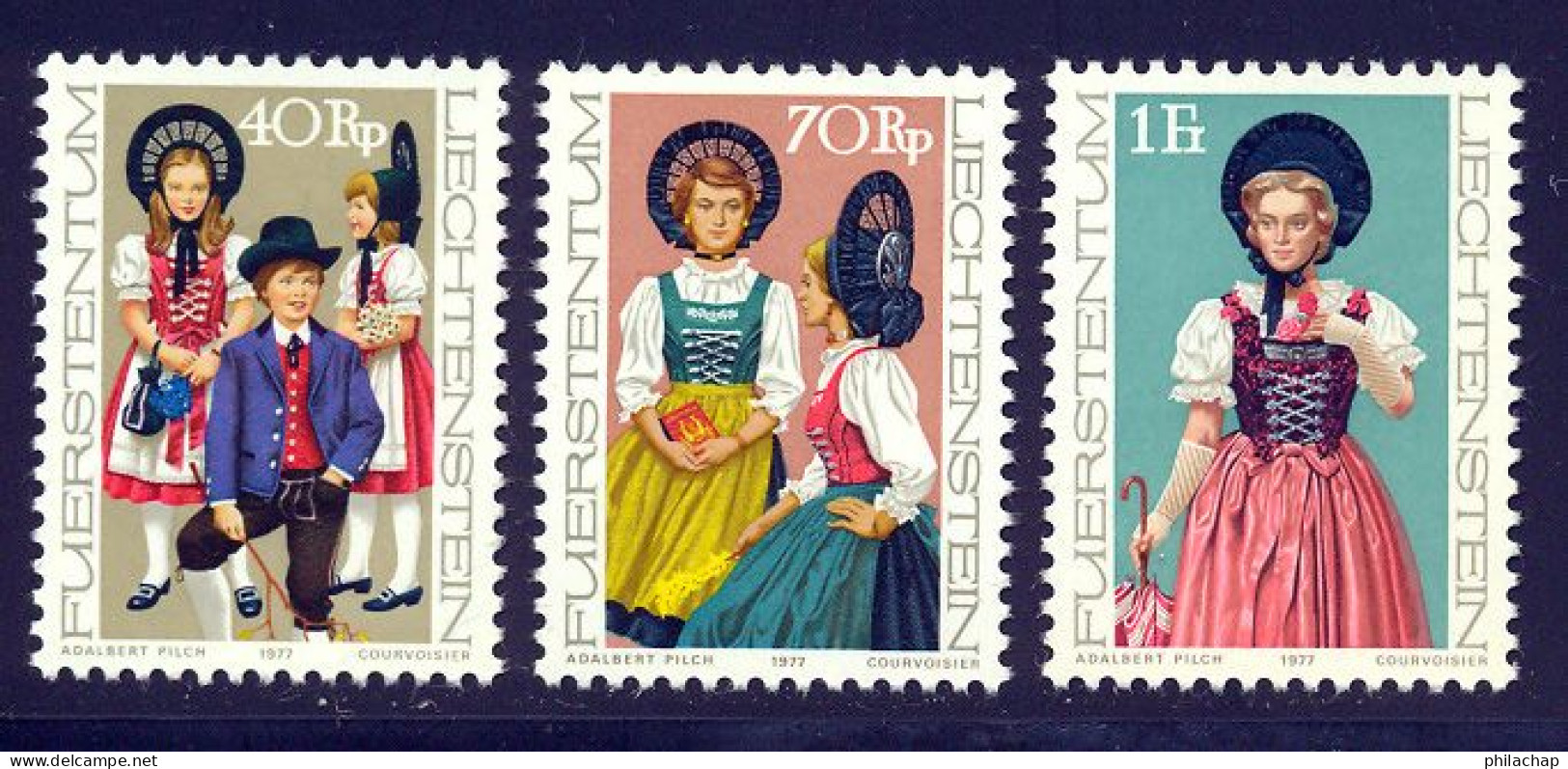 Liechtenstein 1977 Yvert 625 / 627 ** TB - Unused Stamps