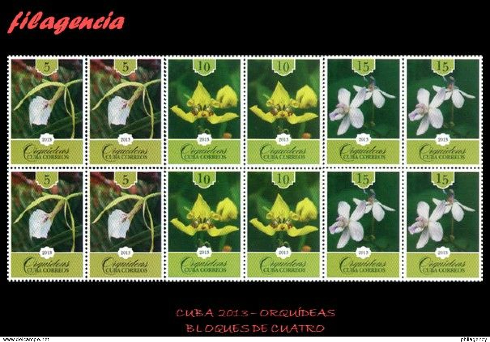 CUBA. BLOQUES DE CUATRO. 2013-01 ORQUÍDEAS CUBANAS - Unused Stamps