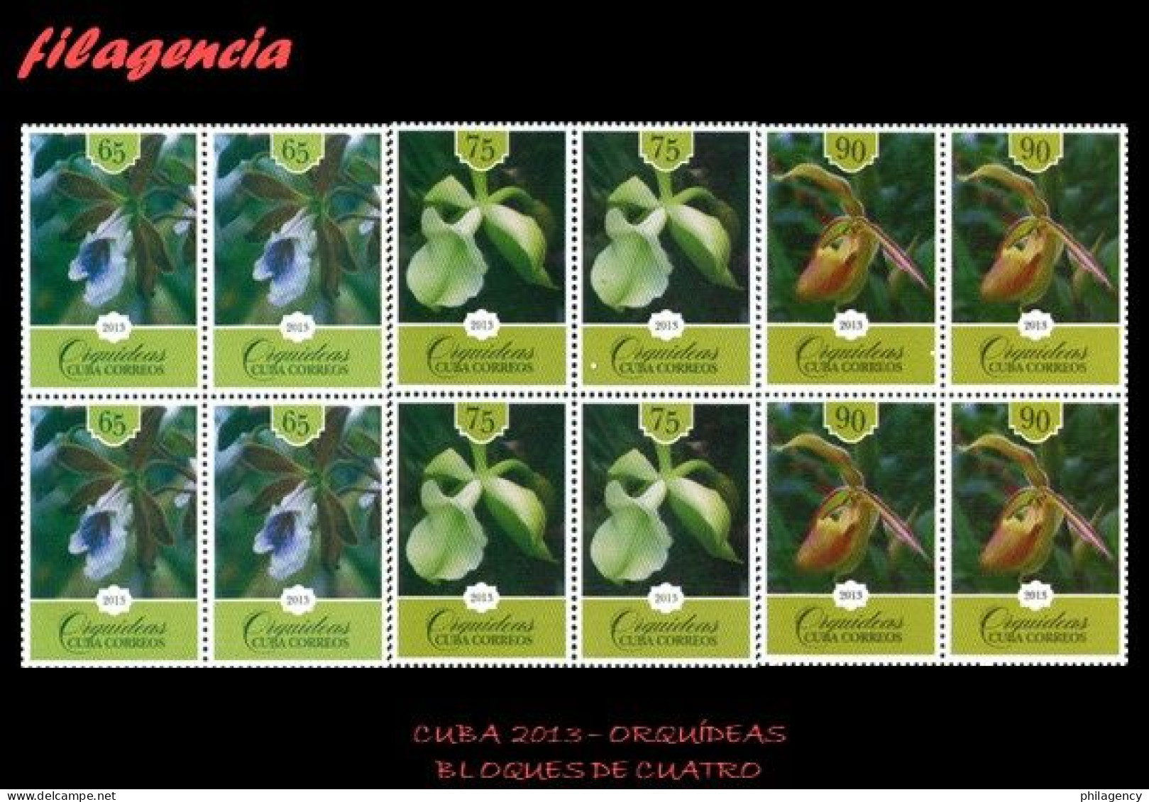 CUBA. BLOQUES DE CUATRO. 2013-01 ORQUÍDEAS CUBANAS - Unused Stamps